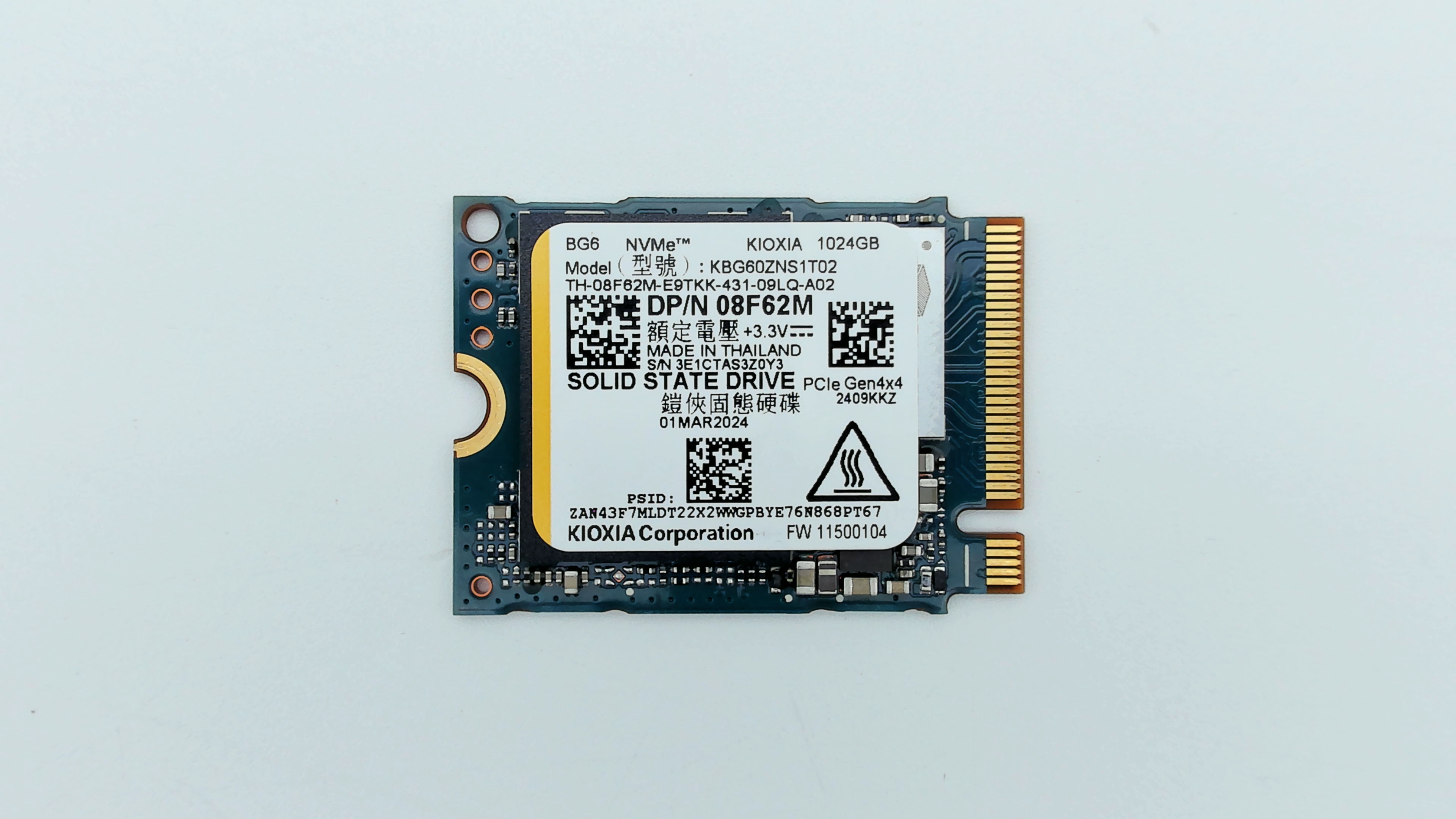 KIOXIA M.2 2230 NVME SSD 1TB 正常動作品 KIOXIA 1TB M.2 2230 Internal NVMe SSD 8F62M (OEM) | eBay